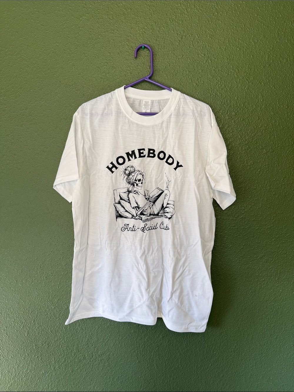 White "Homebody" Graphic Tee - Comfortable Casual Wear Gothic Tee